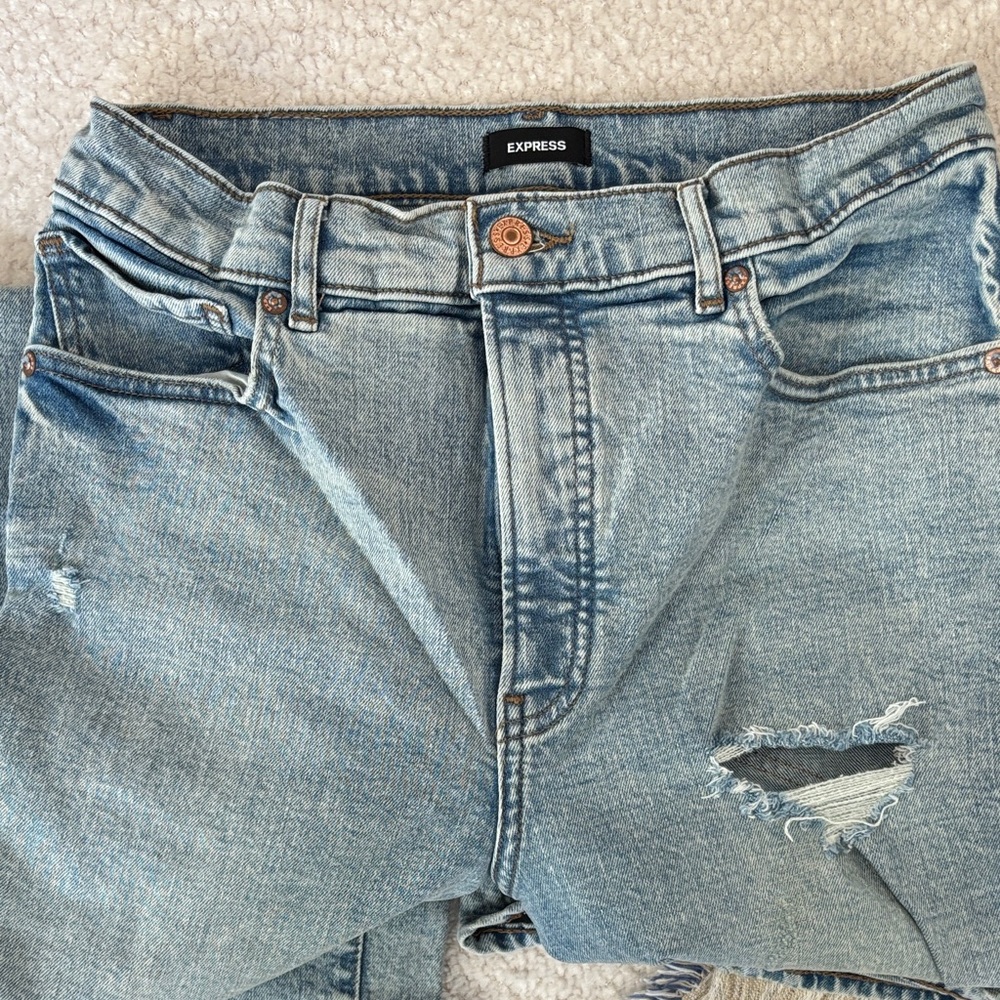 Express Wide Leg Denim Ripped Jeans